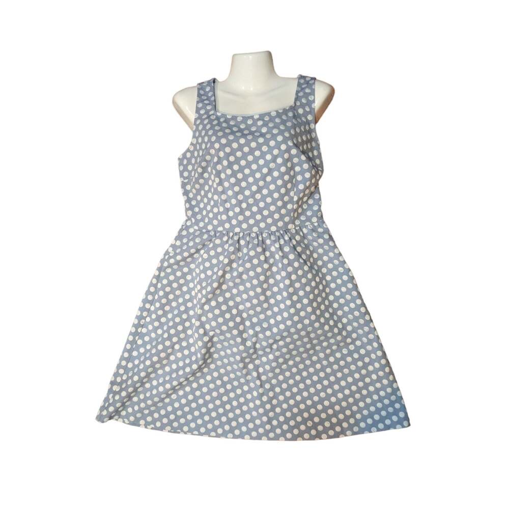 The Limited Sleeveless Blue and White Polka Dot Mini Dress Size 8